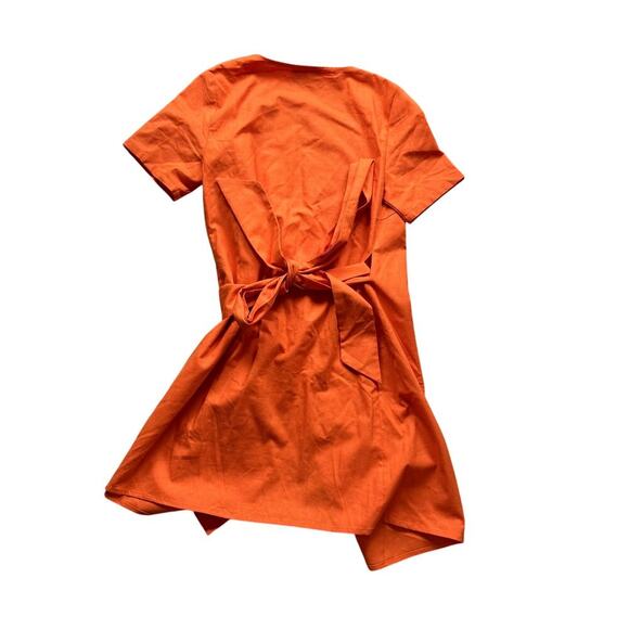 NWOT Never Fully Dressed Orange Linen-Blend Wrap Dress Women's Size Small - Picture 4 of 5